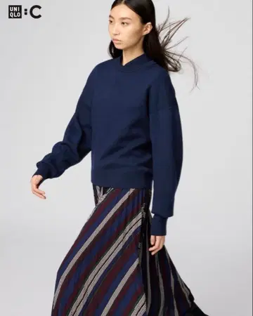 스무스 코튼 크루넥 스웨터 네이비 M 사이즈