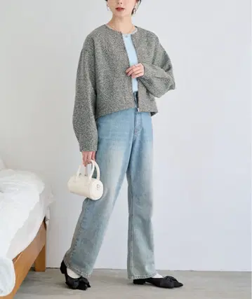 미사용 titivate 페이크 울 블루종