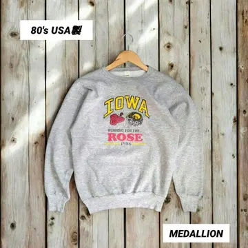 레어 80s USA제 Medallion Iowa 대학 멜란지 맨투맨 M