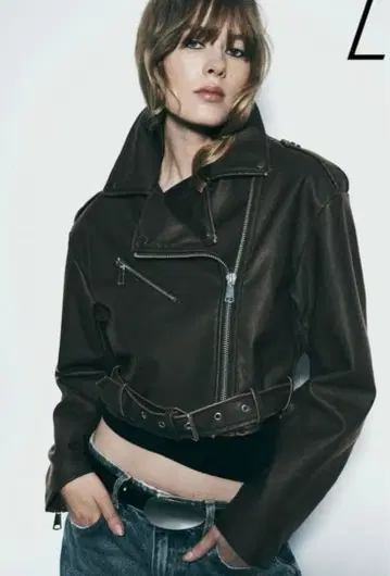 ZARA 데미지드 크롭 인조 가죽 라이더 자켓