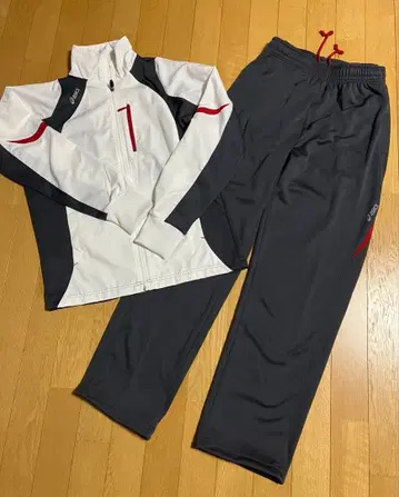 asics 저지 세트 화이트/그레이/레드