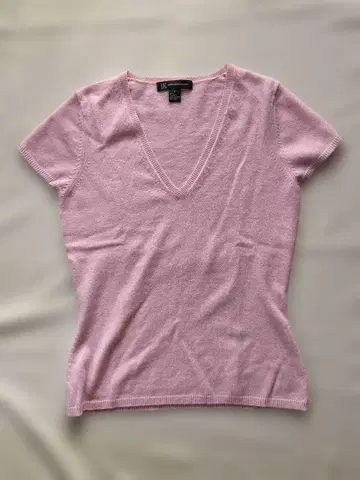 I.N.C 캐시미어 V넥 반팔 니트 S 핑크