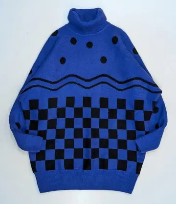 PECO CLUB 터틀넥 니트 원피스 튜닉 도트