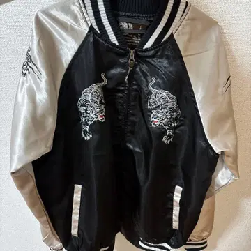 스카잔 일본풍 패턴 가로 요코스카 새틴 블랙