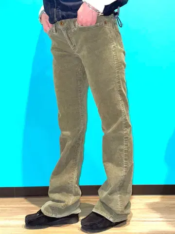 코듀로이 플레어 팬츠 올리브 그린