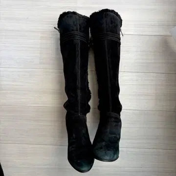 긴자 카네마츠 무스탕 포함 스웨이드 롱 부츠 25.5cm