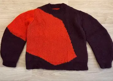 질 샌더 바이컬러 니트 오렌지 x 보르도 남성용