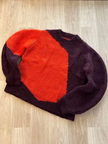 질 샌더 바이컬러 니트 오렌지 x 보르도 남성용