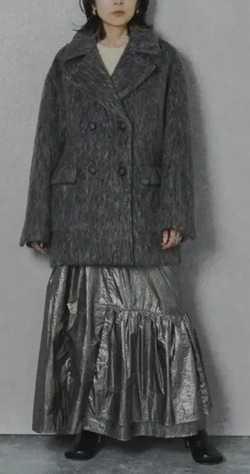 [ 새상품급 ] ANOGH 아노프 울 샤기 자켓 코트