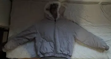 그레이 봄버 자켓 퍼 퍼 다운