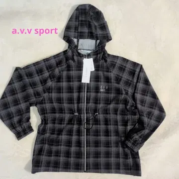 a.v.v sport 체크 무늬 후드 부착 후드티 여성용 L 새상품