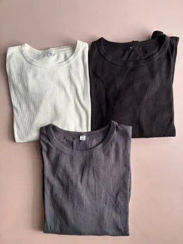 GU 소프트 리브 크루넥 T 긴팔 3종 세트