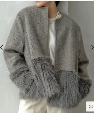 새상품 리디 인조 모피 절개 노카라 코트 SC 사이즈 작은 키 대상