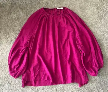 ebure 벌룬 슬리브 블라우스 실크 혼방 38 퍼플 론 헤르만