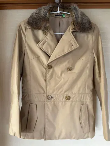 ROPE 퍼 더블 브레스트 자켓 베이지