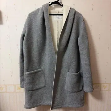 레이 카즌 후드 부착 코트 그레이