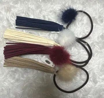 인조 모피 머리끈 화이트 복슬복슬 폼폼 모자 꽁지