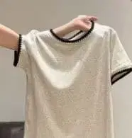 그레이 반팔 티셔츠 블랙 트리밍