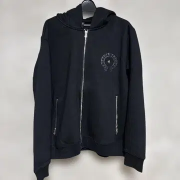 Chantal heather 자수 블랙 지퍼 후드티 XL