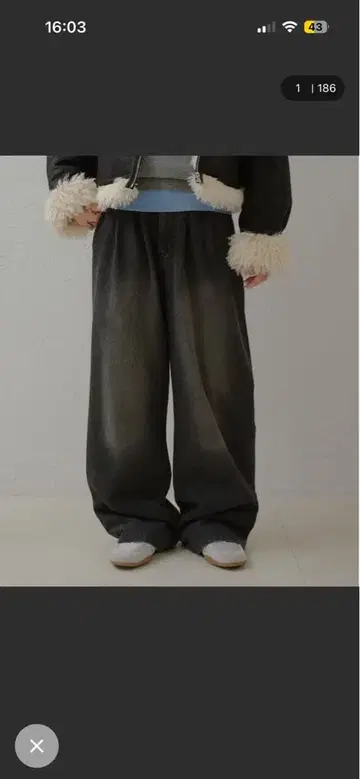 다크 그레이 데님 와이드 팬츠