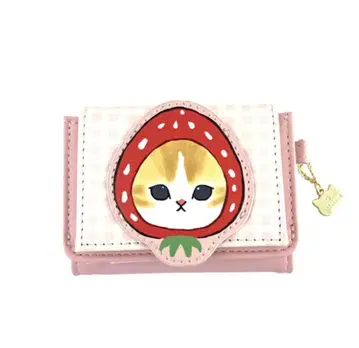 모프 샌드 접이식 지갑 딸기냥 3단 미니 지갑