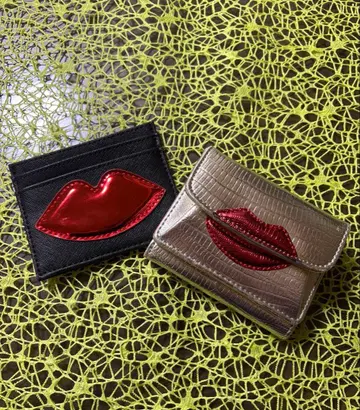 입술 모티브 3단 폴더형 지갑과 카드 홀더 세트