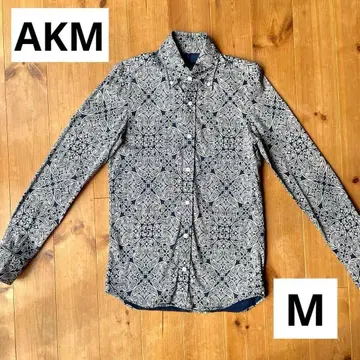 AKM 페이즐리 무늬 네이비 긴팔 셔츠 M S004