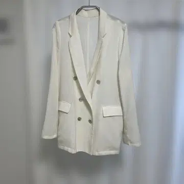 시너리 화이트 시어 더블 브레스트 테일러드 자켓 사이즈 36