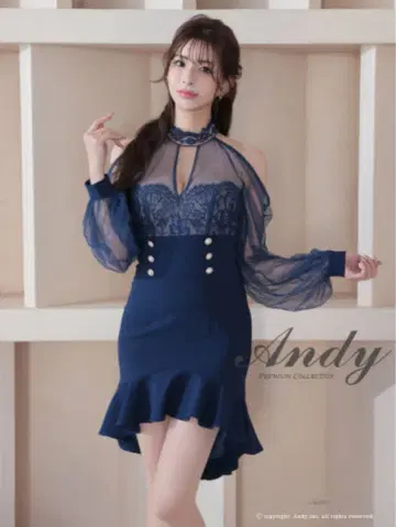 Andy 네이비 레이스 드레스