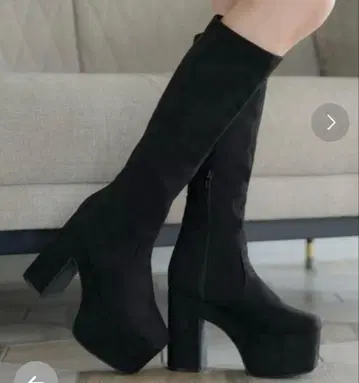 블랙 스웨이드 롱 부츠