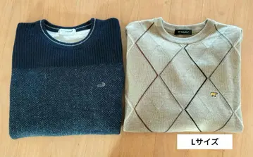 크로커다일 & 골든 베어 남성용 L 사이즈 리브 편직 스웨터