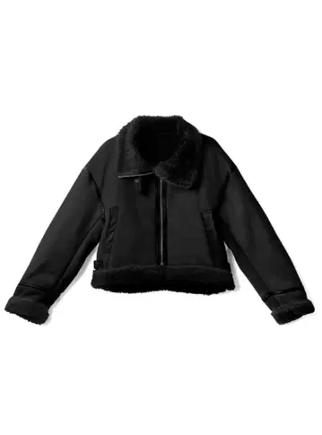 블랙 무스탕풍 숏 자켓