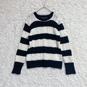 [ roshell ] 로셸 보더 케이블 니트 모노톤 큼직하게