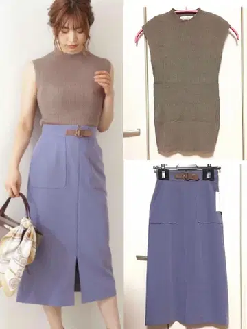 프로포션 바디 드레싱 슬리브리스 니트 스커트 2종 세트