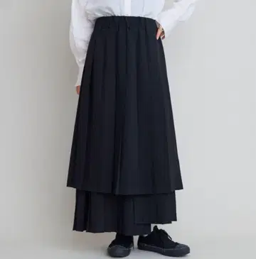 iki 트로피컬 와셔 플리츠 콜라주 스커트