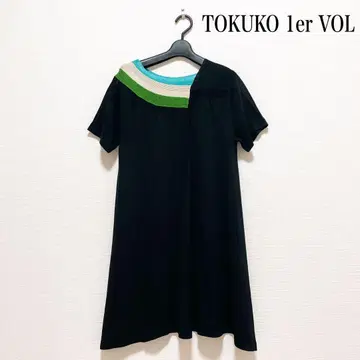TOKUKO 1er VOL 반팔 니트 튜닉 원피스 블랙 고급 멋짐