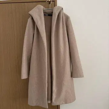 ZARA 후드 부착 베이지 롱 코트