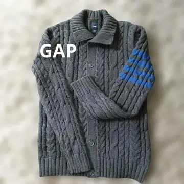 GAP 그레이 케이블 니트 가디건 파랑 스트라이프