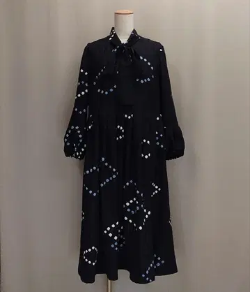 기모노 리메이크 리본 넥 플리츠 원피스