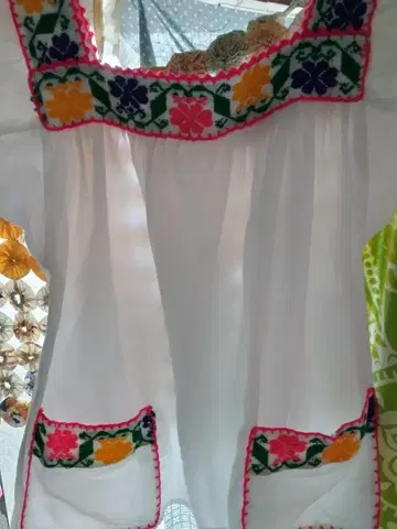 멕시코 자수 튜닉 빈티지 구제 의류 잔티크