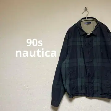 90s nautica 스윙탑 리버서블 체크 베이지