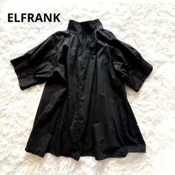 엘프랭크 스탠드 카라 A라인 블라우스 ( F ) 면 100% 블랙 세련됨