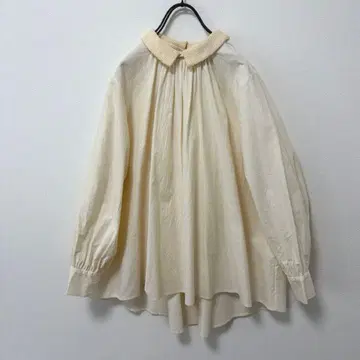 pot and tea 니트 카라 코튼 블라우스