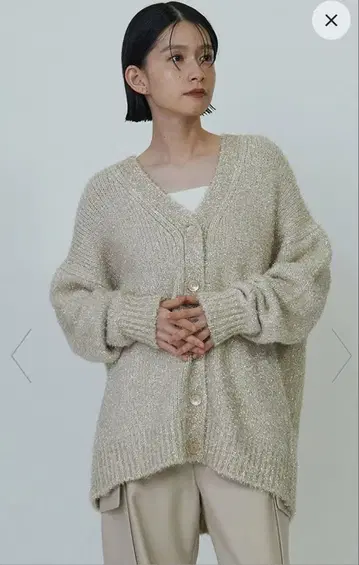 프리미에 아롱디스망 라메 샤기 가디건