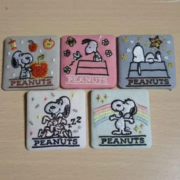 스누피 자수 캔뱃지 5개 세트