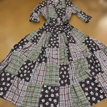 핑크하우스 패치워크 꽃무늬 원피스