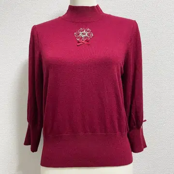 SUPER BEAUTY 슈퍼 뷰티 니트 펄 비즈 꽃 리본