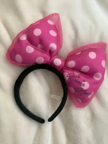 디즈니 미니 머리띠 도트 빅 리본 핑크