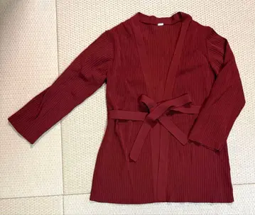 리브 편직 버건디 가디건 새상품