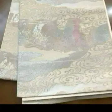 중고 후쿠로 오비 육통 무늬 순수 실크 후쿠로 오비 럭셔리 은채 무늬
